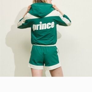 Prince Green and White Athletic Jacket & Shorts Set